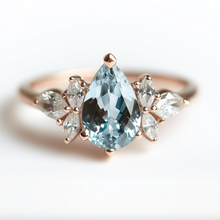 Load image into Gallery viewer, Ocean Fairy Aquamarine Ring, Aquamarine Wedding Rings, Engagement ring
