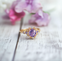 Load image into Gallery viewer, Garden Fairy Amethyst Engagement Rings, 14k Gold Amethyst Engagement Ring
