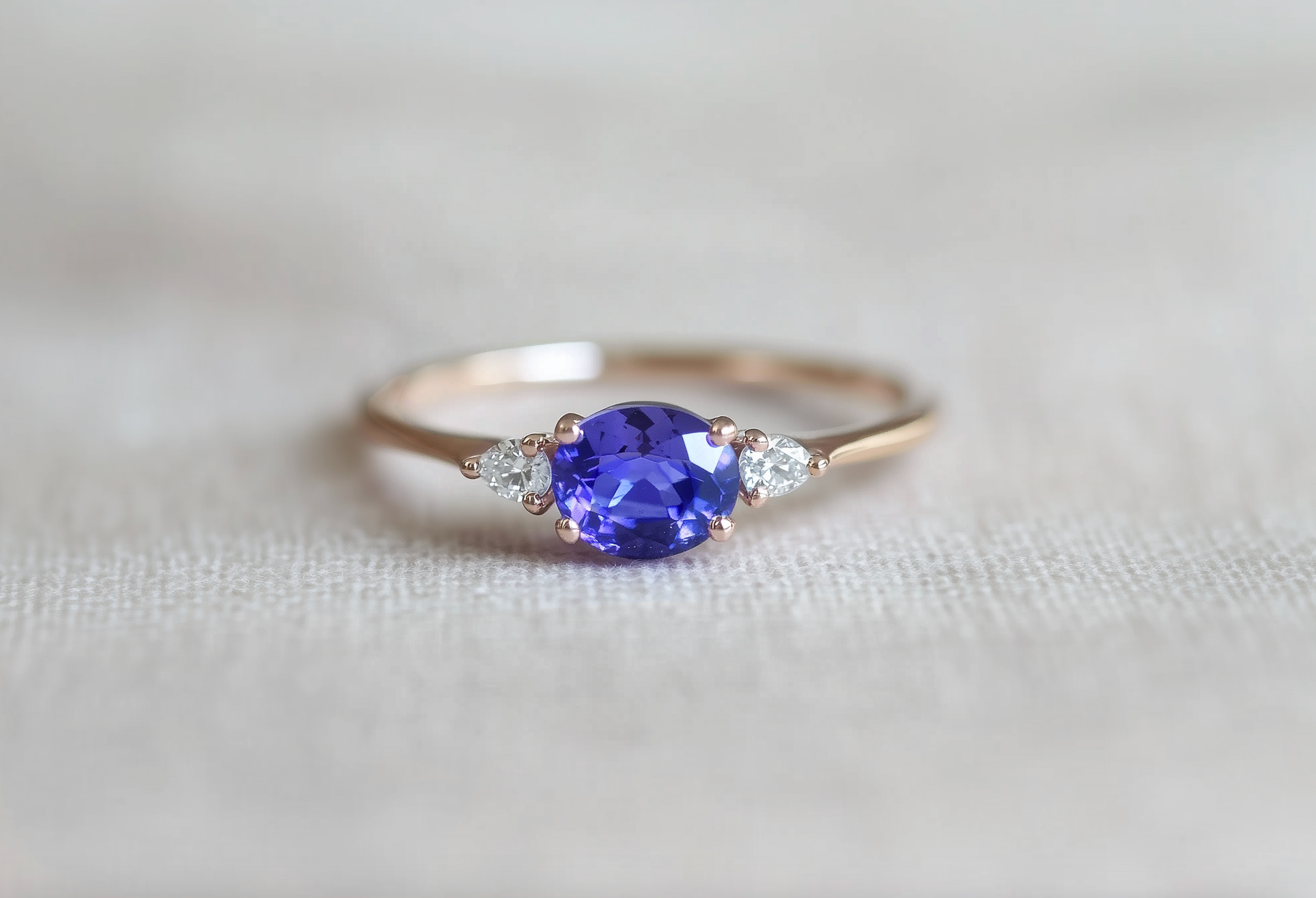 Minimalist Tanzanite Engagement Rings, Rare Purple Tanzanite Engagement Ring