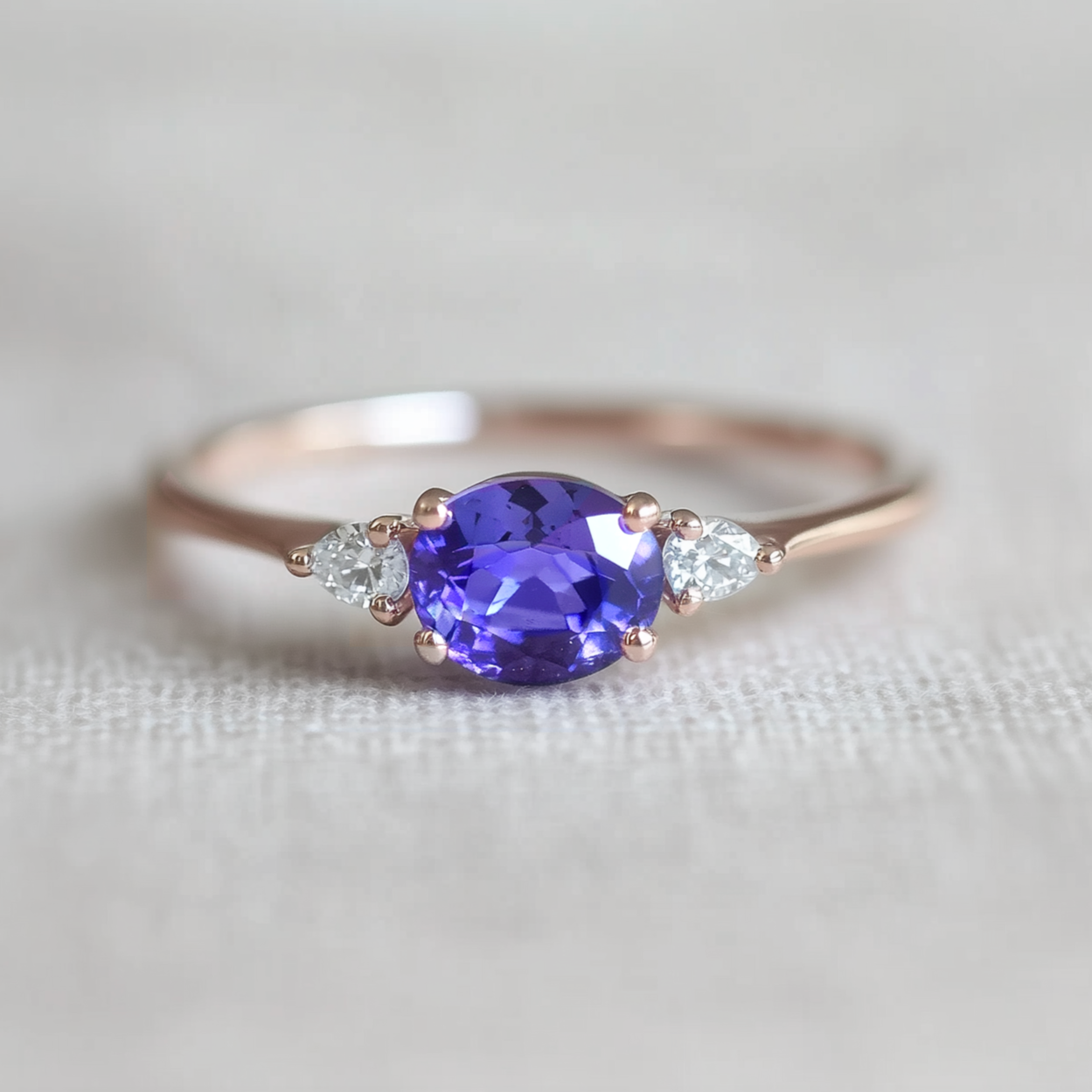 Minimalist Tanzanite Engagement Rings, Rare Purple Tanzanite Engagement Ring