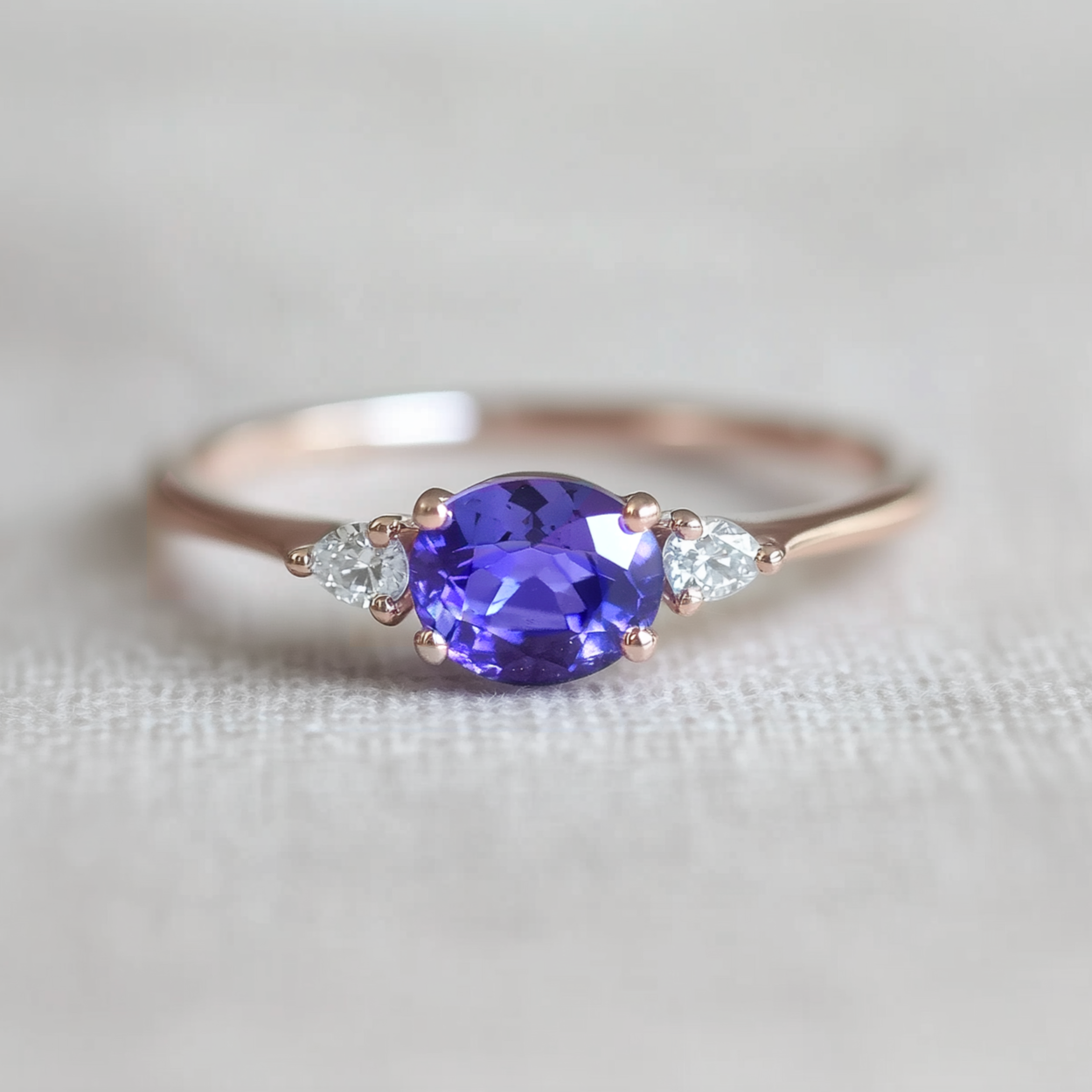 Pixie Tanzanite Engagement Rings, Rare Purple Tanzanite Engagement Ring