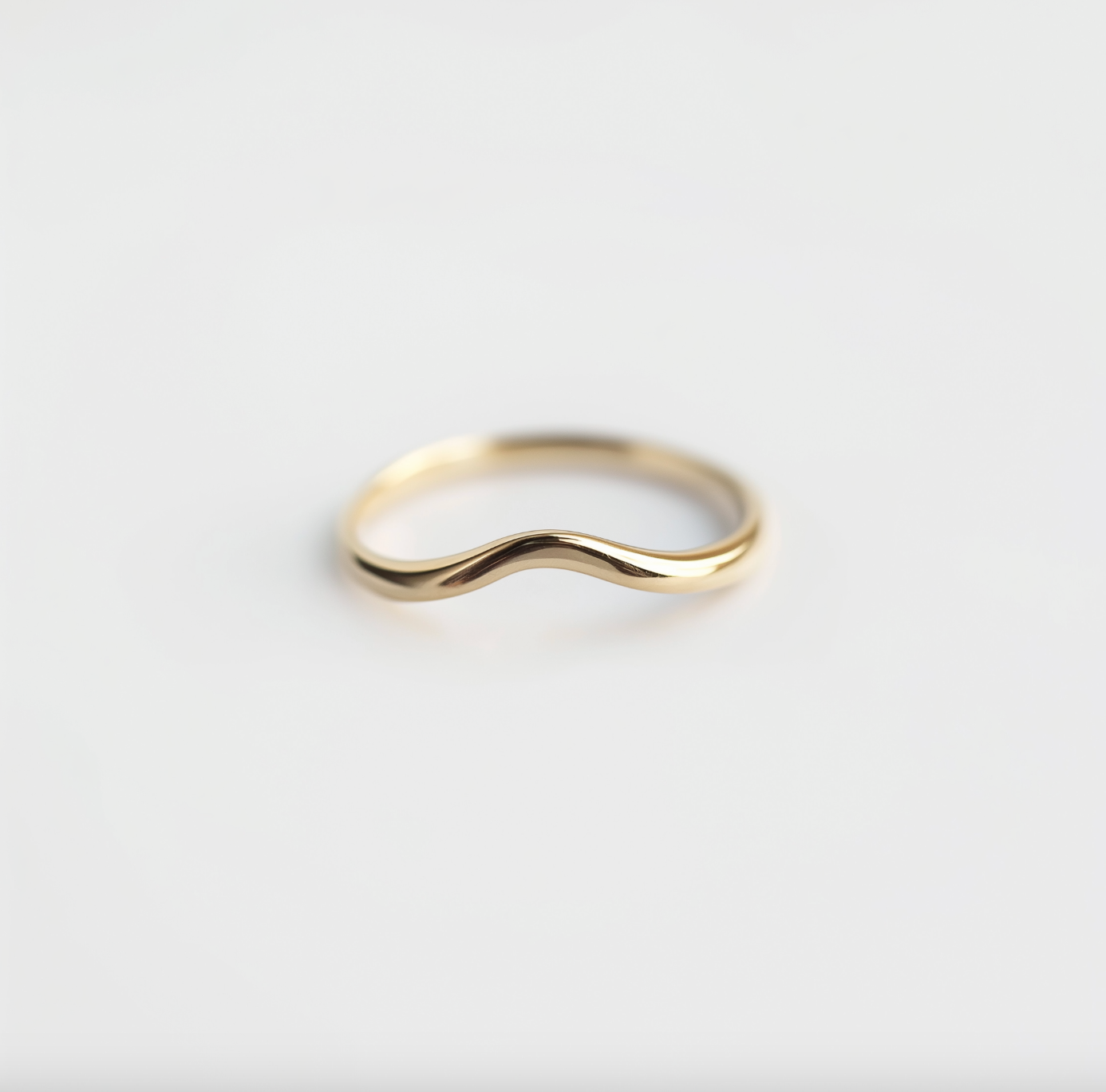 Pure Horizon Chevron curved Gold Wedding Stackable Band, Wedding band