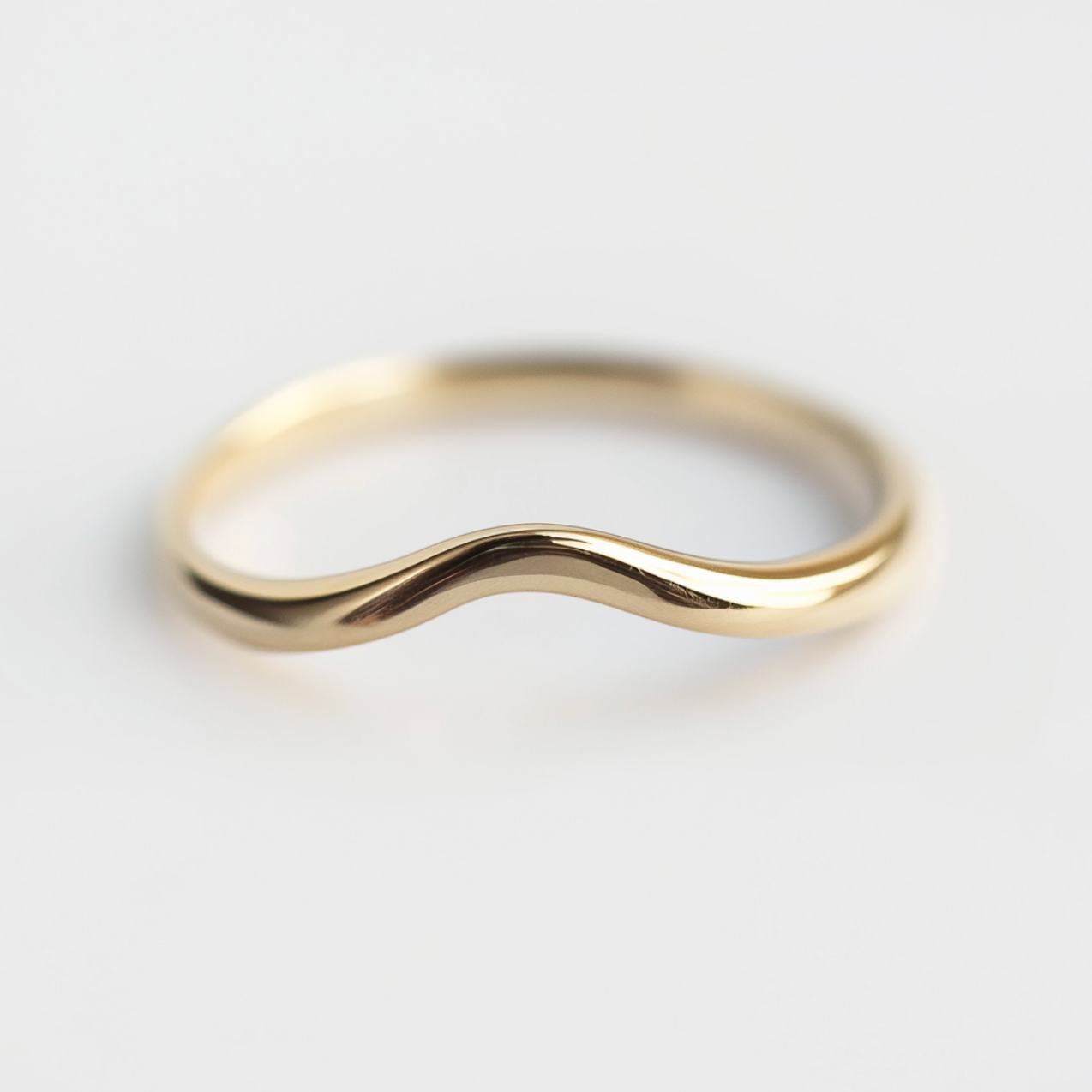 Pure Horizon Chevron curved Gold Wedding Stackable Band, Wedding band