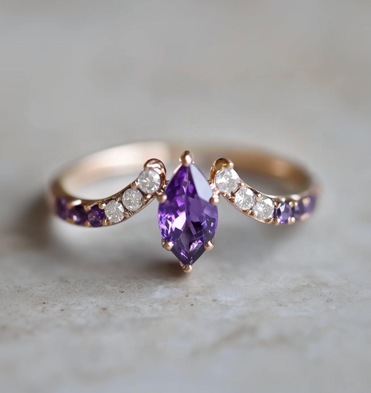 Vineyard Amethyst Engagement Rings, Classic Amethyst Engagement Ring