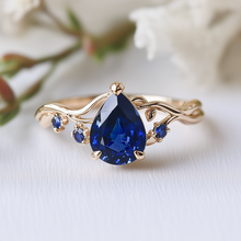 Load image into Gallery viewer, Athena Royal Blue Sapphire Engagement ring, 14k Sapphire Engagement ring
