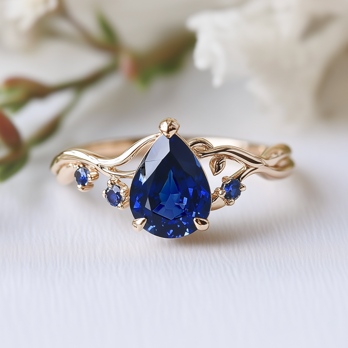 Athena Royal Blue Sapphire Engagement ring, 14k Sapphire Engagement ring