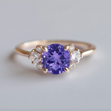 Load image into Gallery viewer, Triple star Tanzanite Engagement Rings, Rare Tanzanite Engagement Ring
