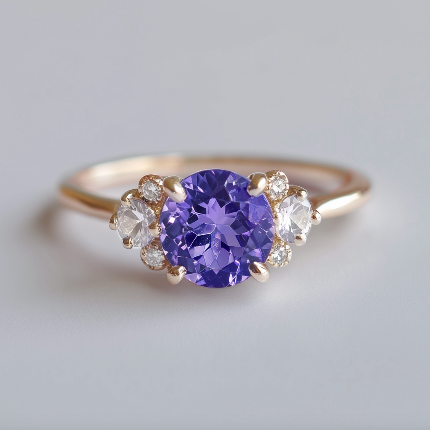 Triple star Tanzanite Engagement Rings, Rare Tanzanite Engagement Ring