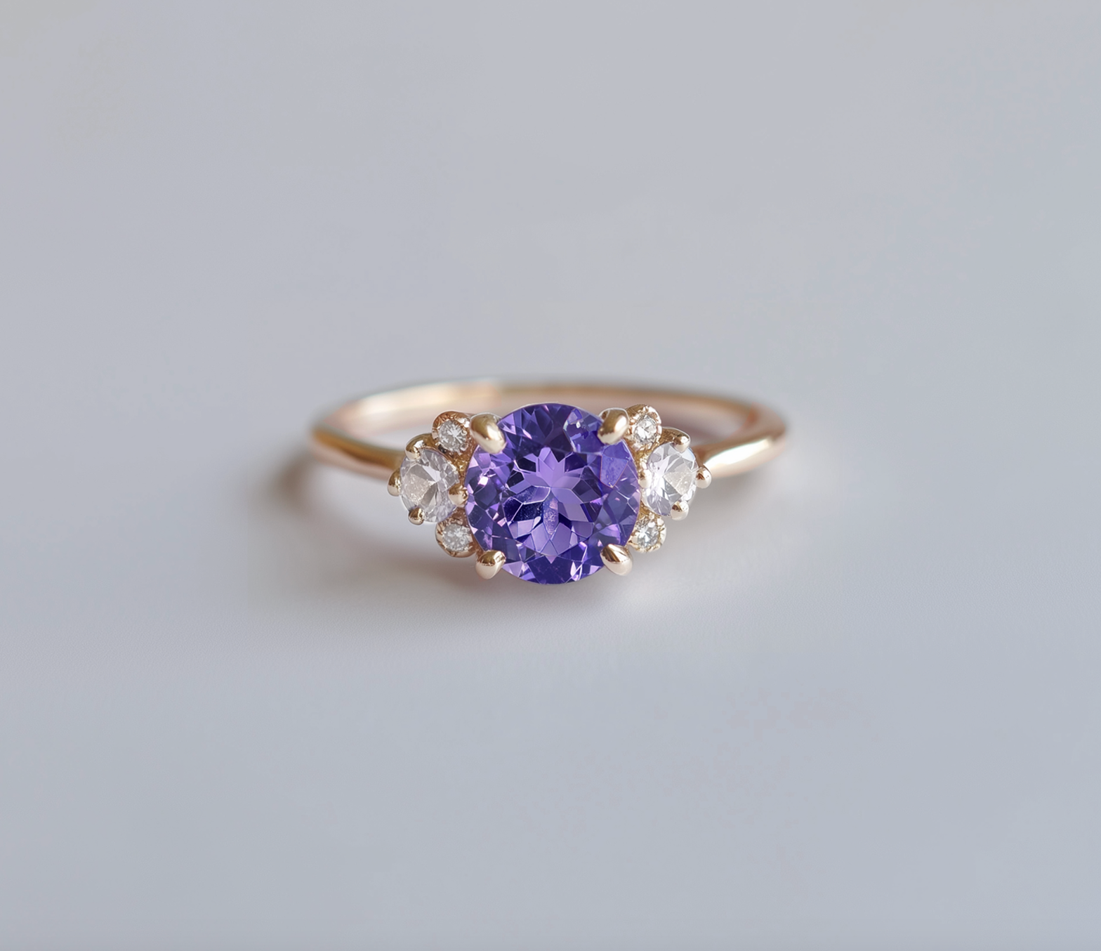 Triple star Tanzanite Engagement Rings, Rare Tanzanite Engagement Ring