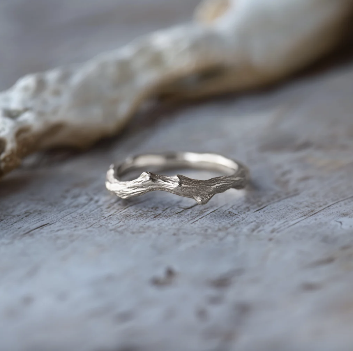 Gold Twig Curved band, Gold Wedding Band, Nature inspired Twig Ring for men snd women