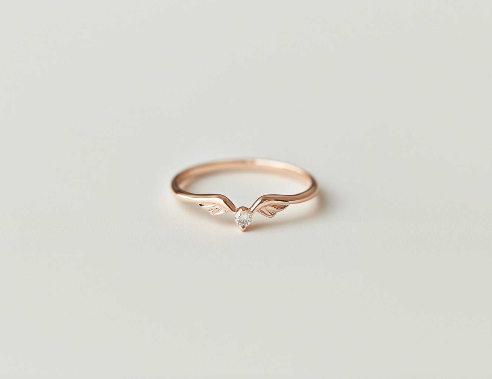 Angel's Wing Minimalist Diamond ring, V Shape Wedding Band