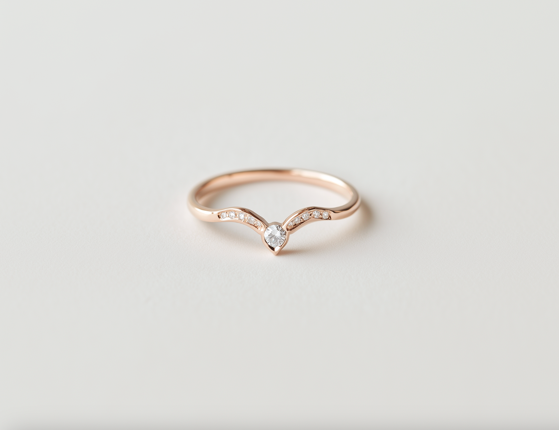 Angel's Wing Stacking Diamond ring, V Shape Wedding Band