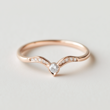 Load image into Gallery viewer, Angel&#39;s Wing Stacking Diamond ring, V Shape Wedding Band
