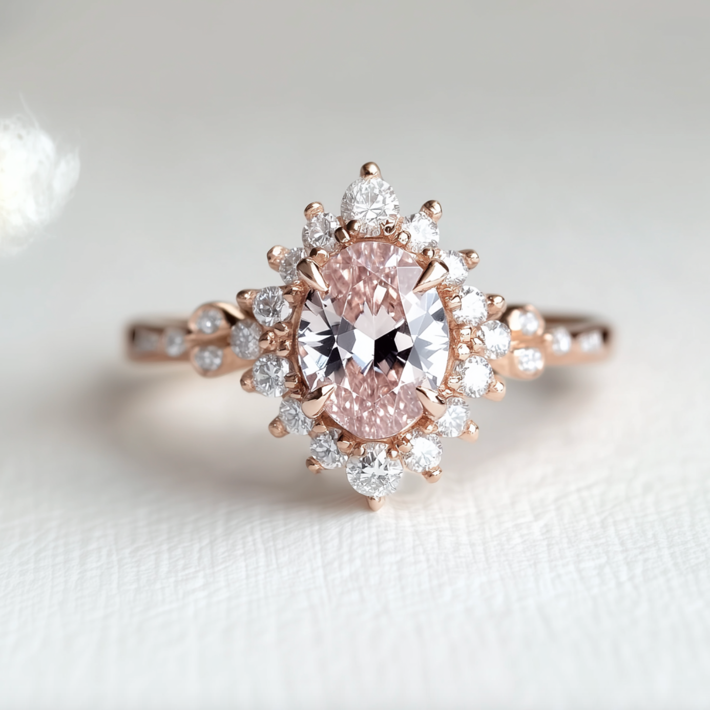 Aurora Rose quartz Ring, 14k Solid Gold Pink Gemstone Engagement Ring