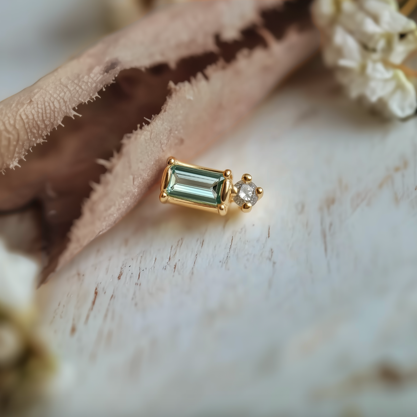 Wonderland Tourmaline Studs #7, Dainty Earring, Single Stud