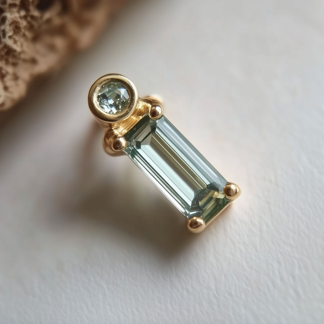 Wonderland Tourmaline Studs #6, Simple Green Tourmaline Earrings, Single Stud