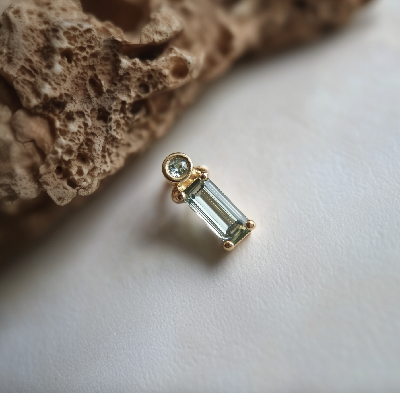 Wonderland Tourmaline Studs #6, Simple Green Tourmaline Earrings, Single Stud
