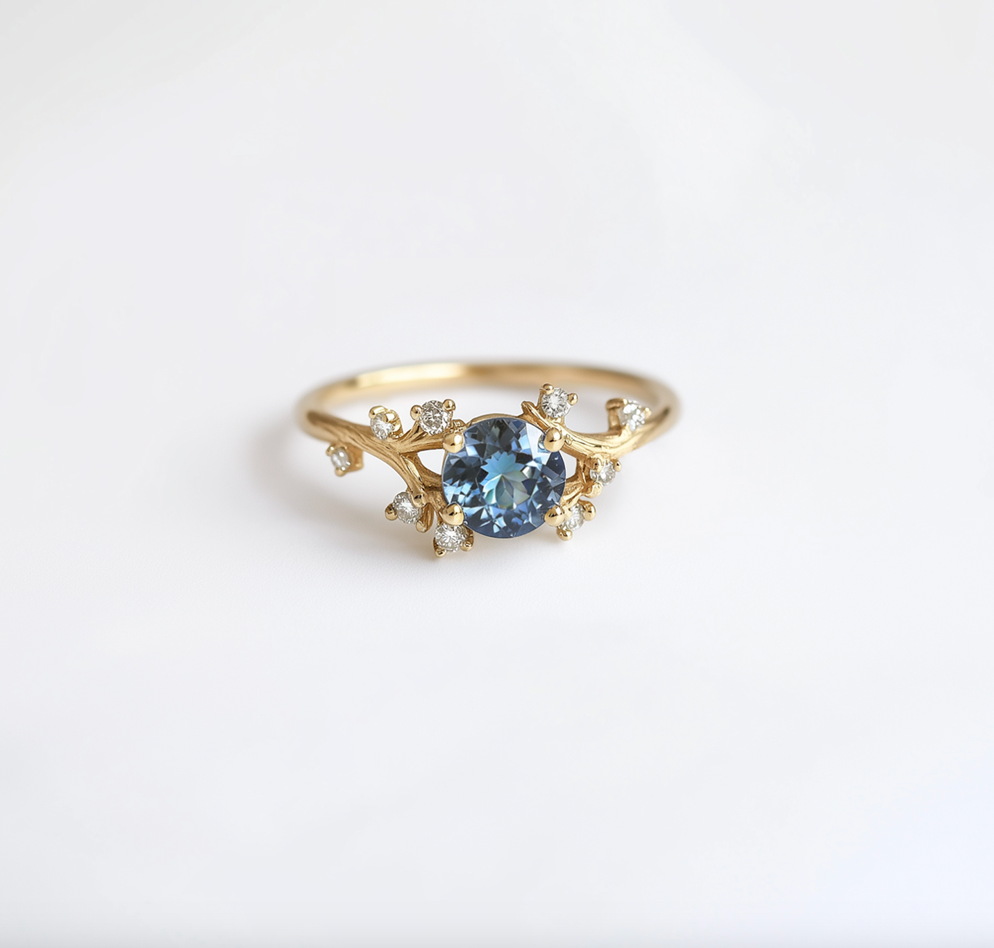 Hera Blue Sapphire ring, Blue Sapphire Engagement ring, Twig Ring