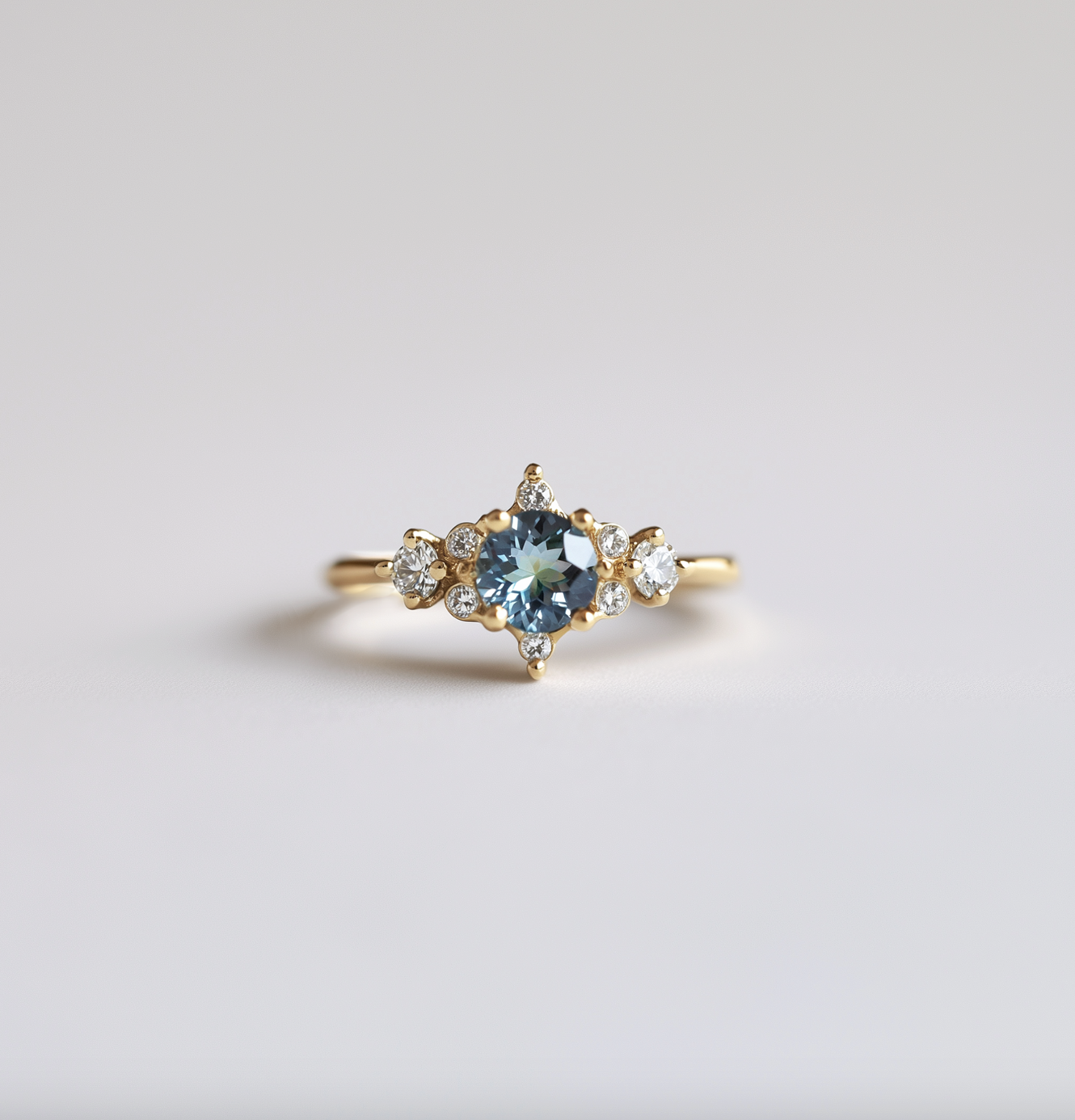 Selene’s Horizon 14k Gold Blue Sapphire ring, Blue Sapphire Engagement ring