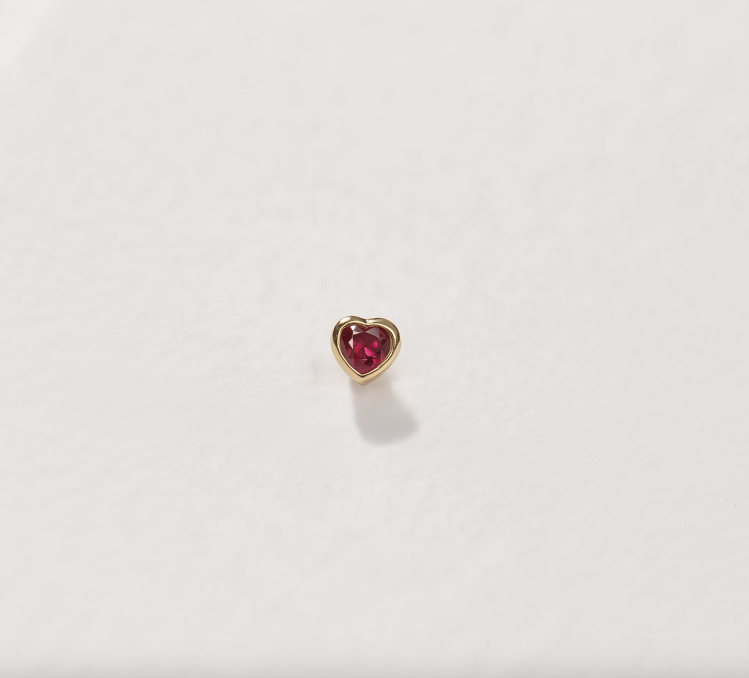 Crimson Heart Ruby Stud 14k Gold, Single Stud