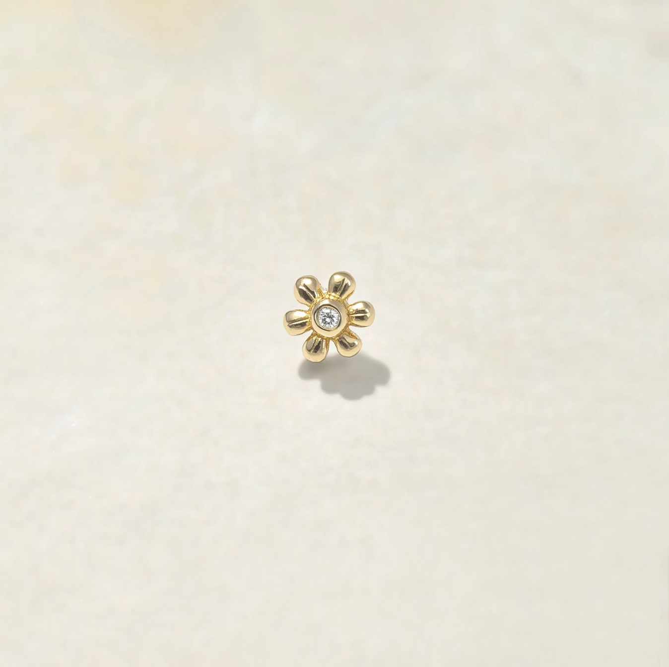 Sunrise Daisy Diamond Stud 14k Gold, Single Stud