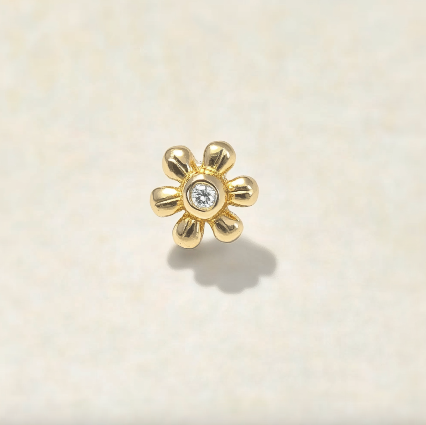 Sunrise Daisy Diamond Stud 14k Gold, Single Stud