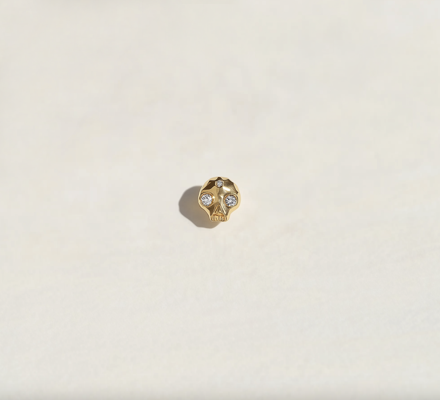 Skull Sprite Diamond Stud 14k Gold, Single Stud