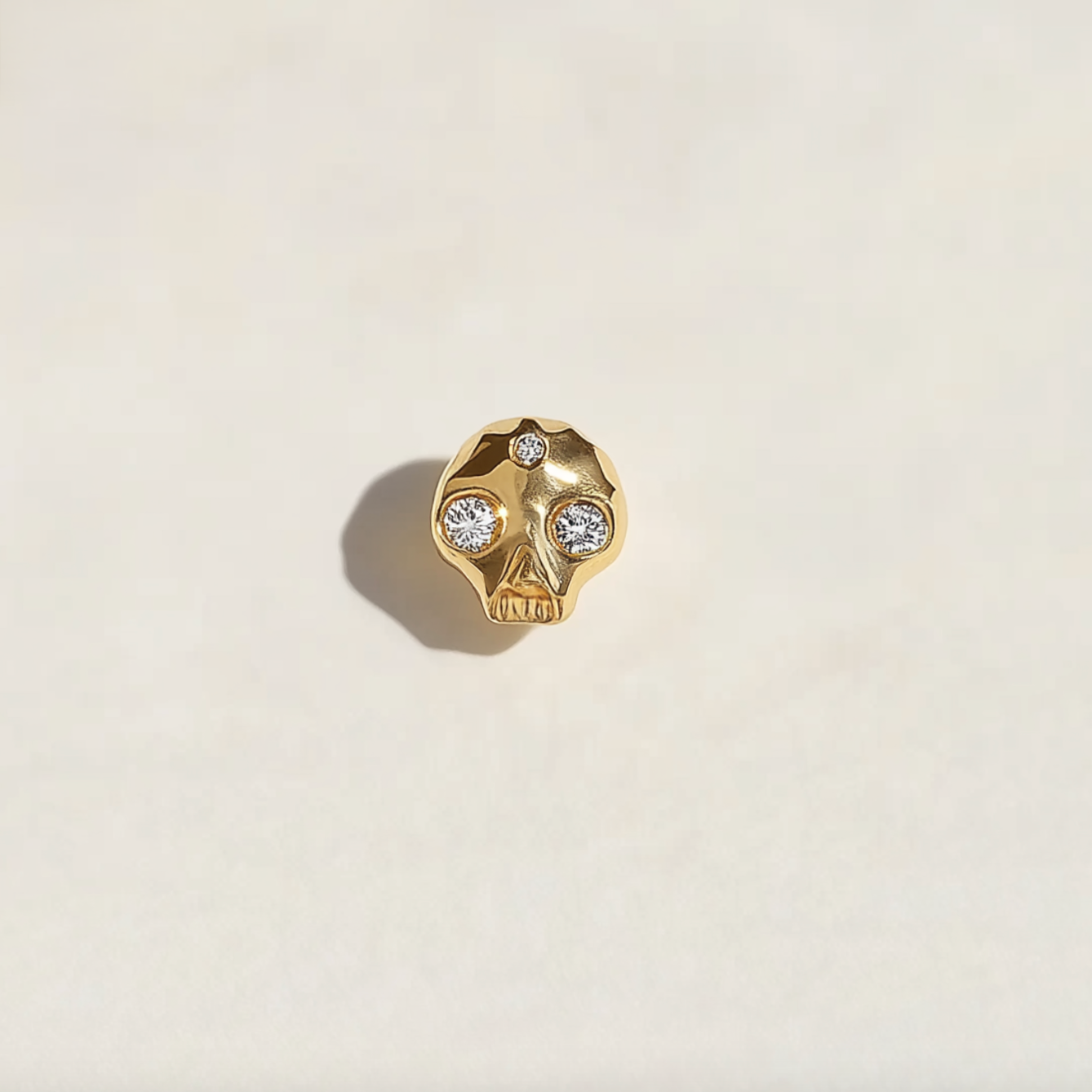 Skull Sprite Diamond Stud 14k Gold, Single Stud