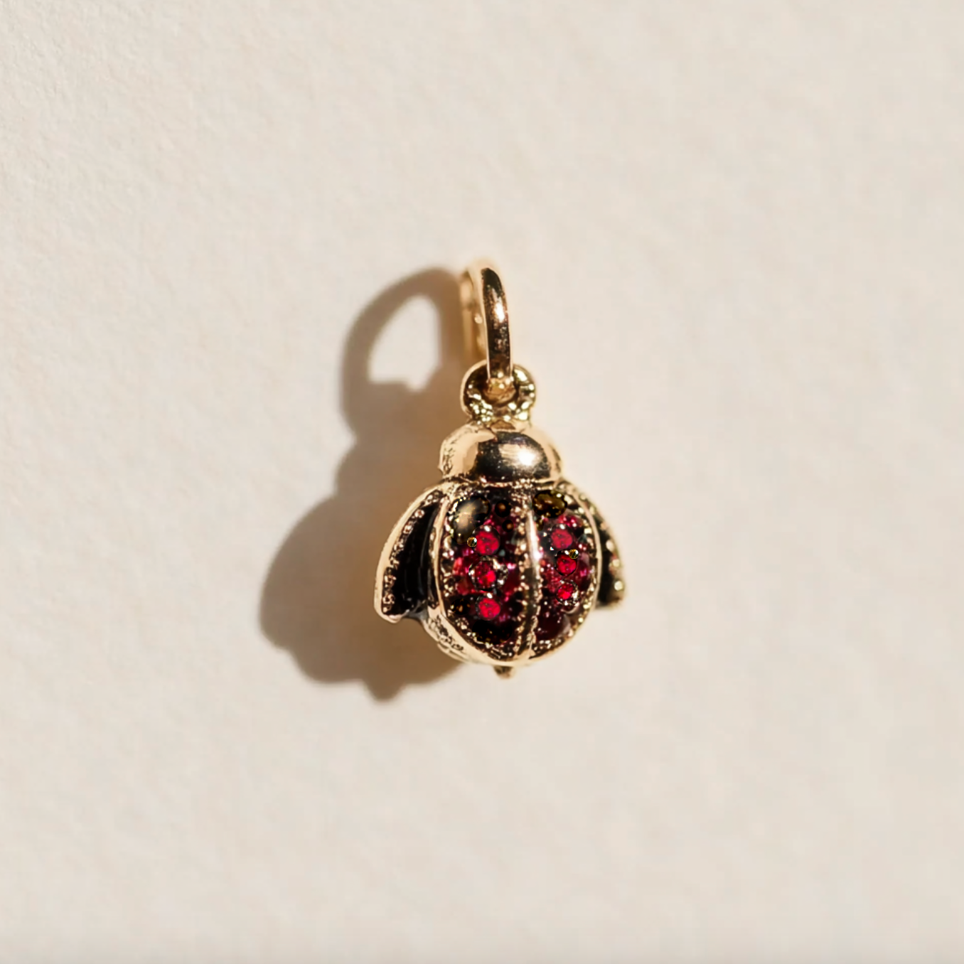 Scarlet Beetle Charm, 14k Gold Charm