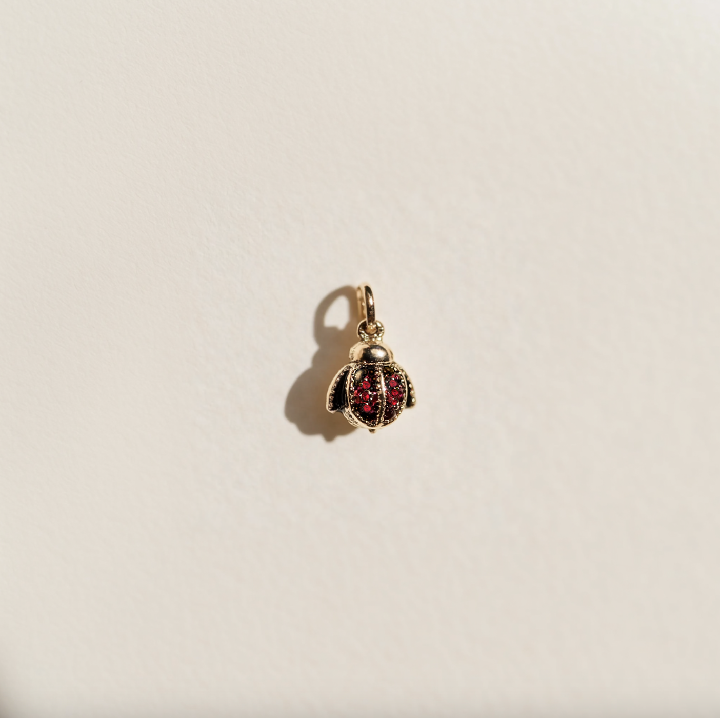 Scarlet Beetle Charm, 14k Gold Charm