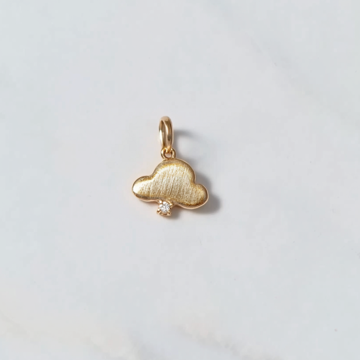 Rain Kiss, 14k Gold Charm for layering, Diamond charm
