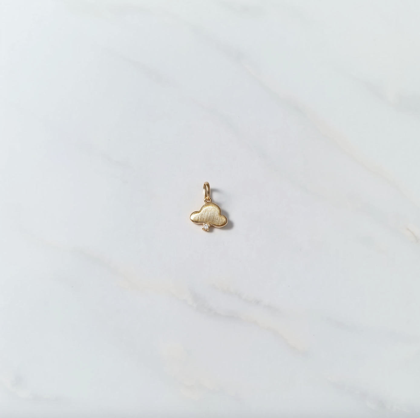 Rain Kiss, 14k Gold Charm for layering, Diamond charm