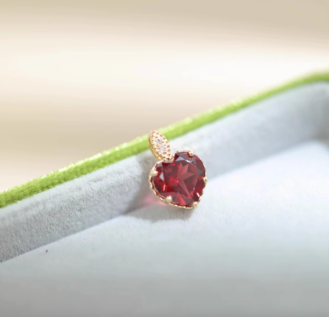 Pomona, 18k Gold Garnet Necklace, Deep Red Garnet Pendant