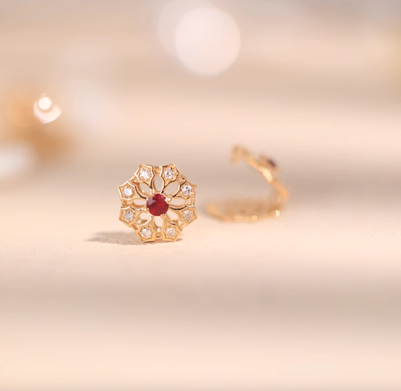 Versatile 18k Gold Pink Ruby Charm