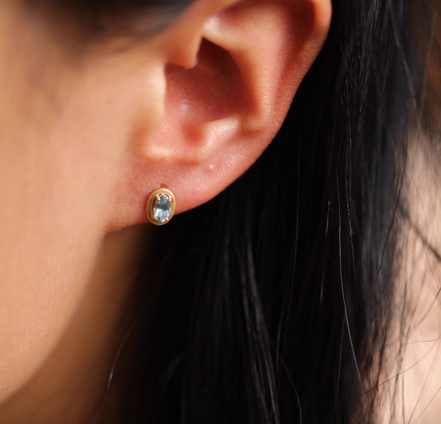 Iceberg, 18k Gold Aquamarine Studs, Aquamarine Earrings