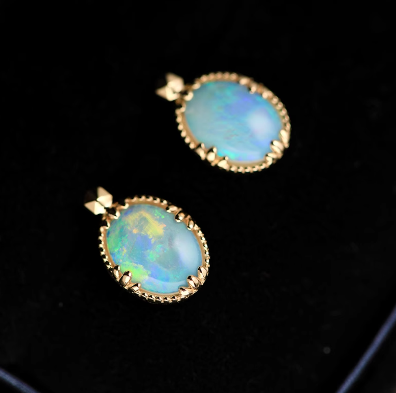 Nebula, 18k Gold Australian White Opal Studs, Opal Earrings