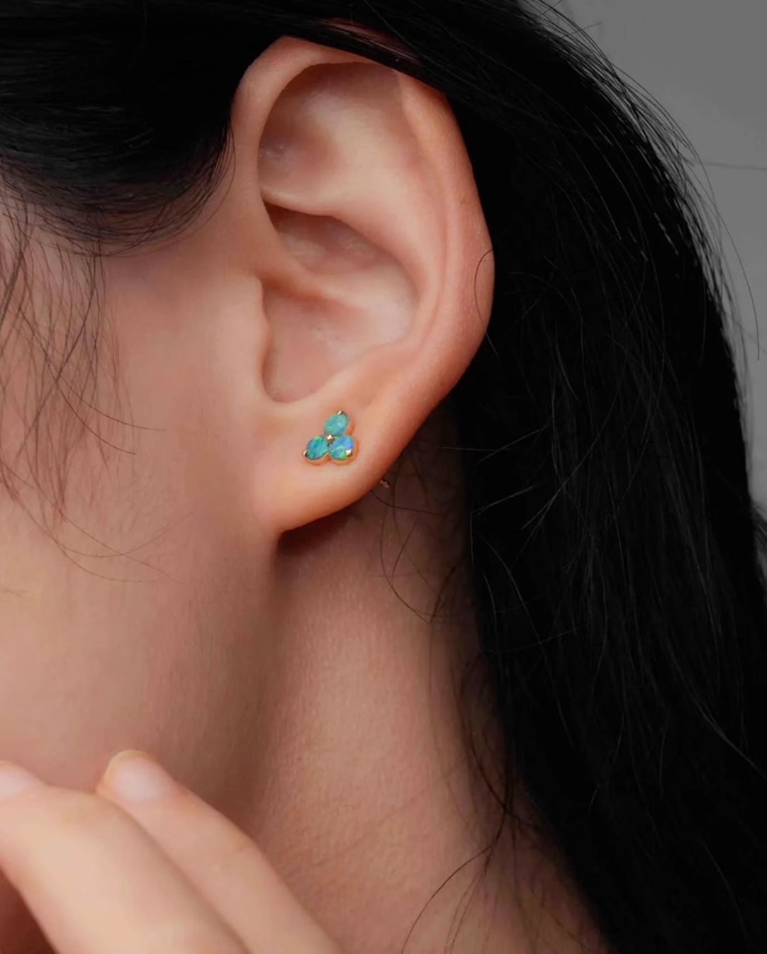 Blue Flame, 18k Gold Australian Opal Studs, Opal Earrings