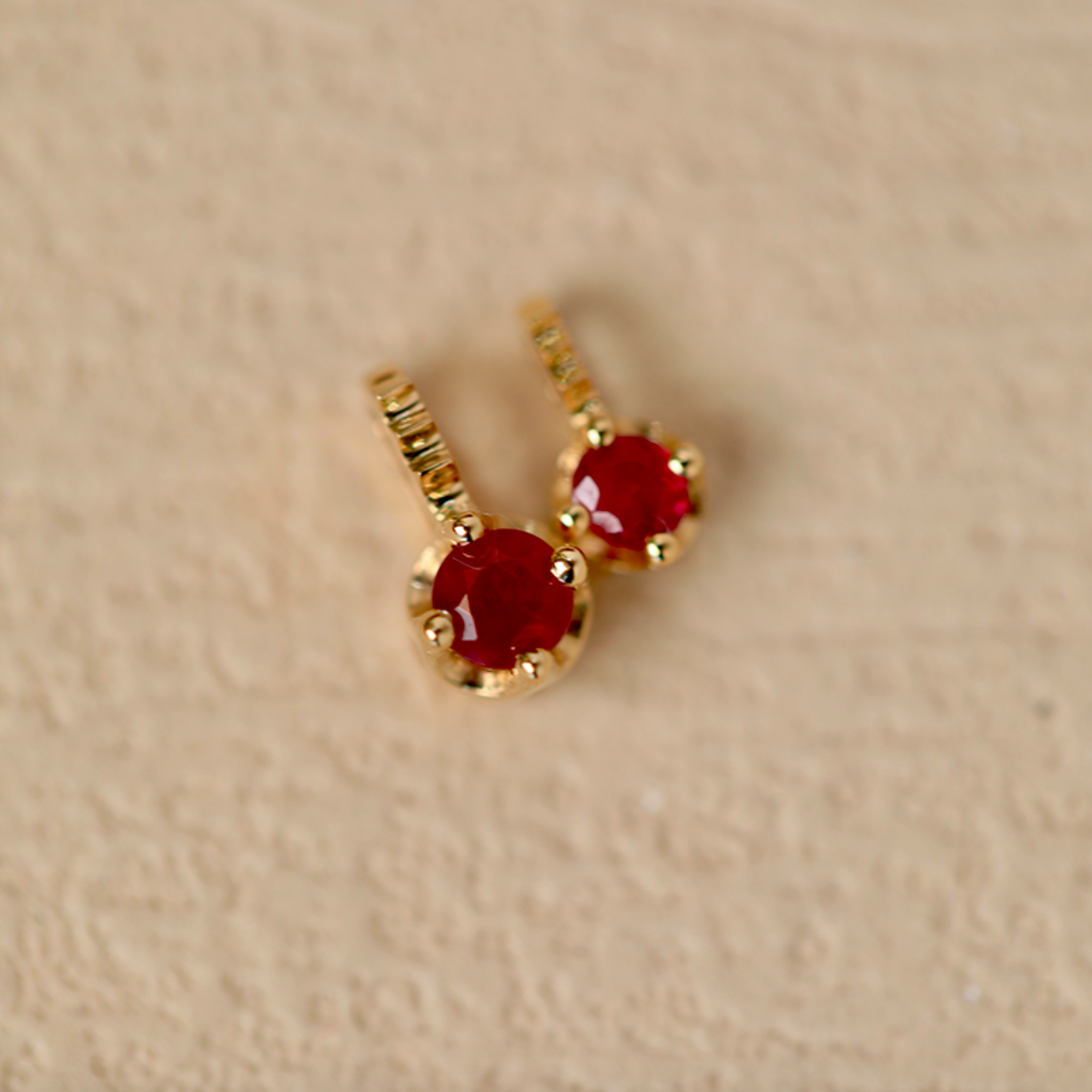 Cherry Pop 18k Gold Pink Ruby necklace, small pendant Charm