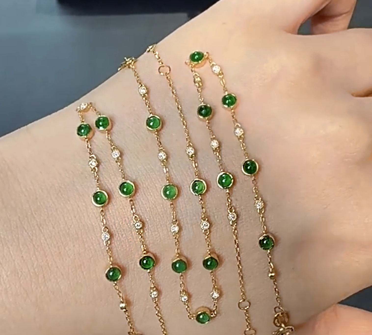 Verdura 18k Gold Jade Bracelet, Dainty Jade Bracelet