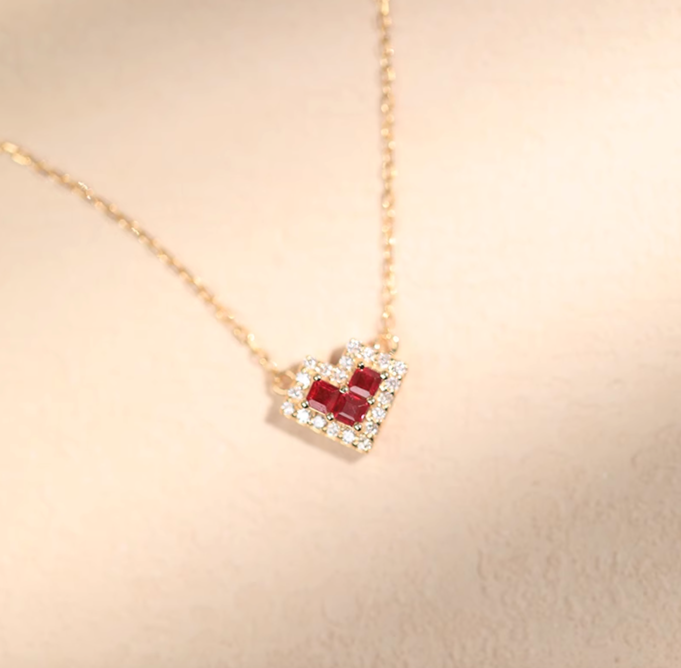 Titan’s Heart shaped Ruby pendant, 18k Gold Pink Ruby necklace, Solid Gold Ruby pendant