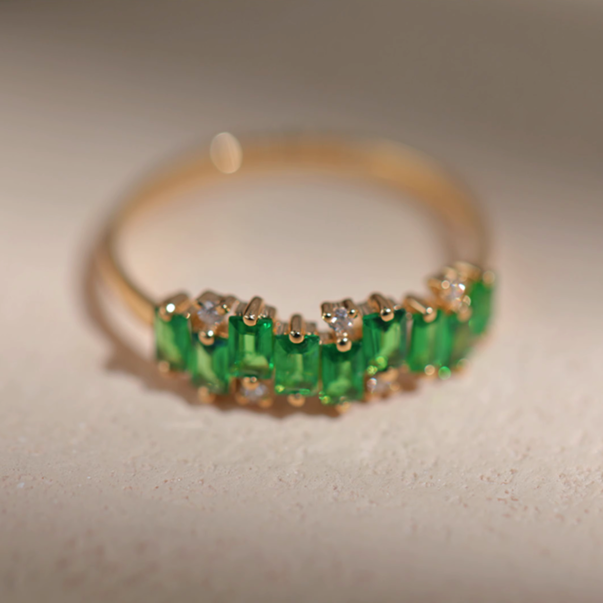 Sleeping beauty 18k Tsavorite Ring, Green Tsavorite engagement ring