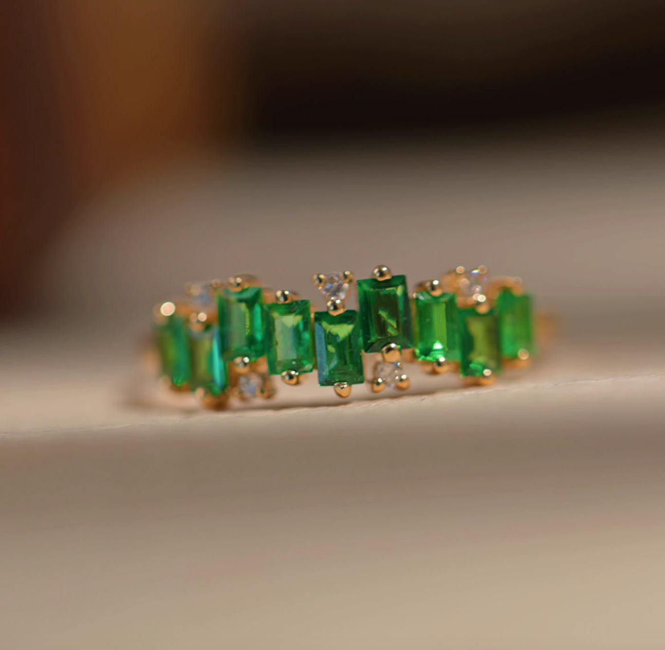 Sleeping beauty 18k Tsavorite Ring, Green Tsavorite engagement ring