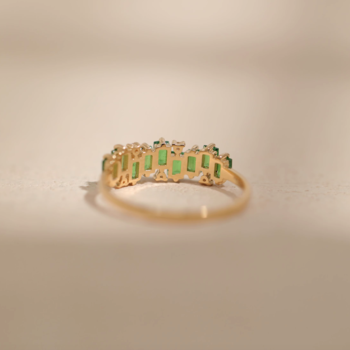 Sleeping beauty 18k Tsavorite Ring, Green Tsavorite engagement ring