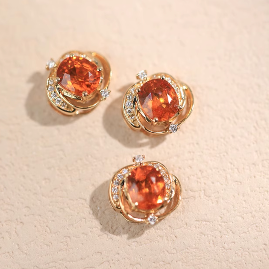 Fanta 18k Gold Necklace, Spessartine garnets Necklace, Mandarine Garnet Pendant