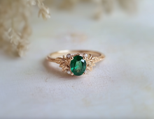 Load image into Gallery viewer, The Undina Ring, Emerald Engagement Ring, Emerald Wedding Ring, Emerald Jewelry
