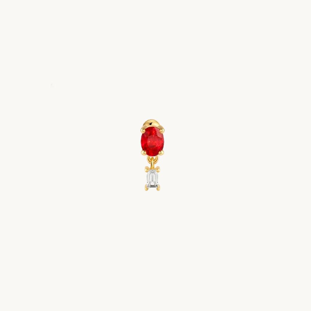 Color of Sapphire Stud, Red Sapphire Stud 18k Gold, Sapphire Studs, Piercing stud
