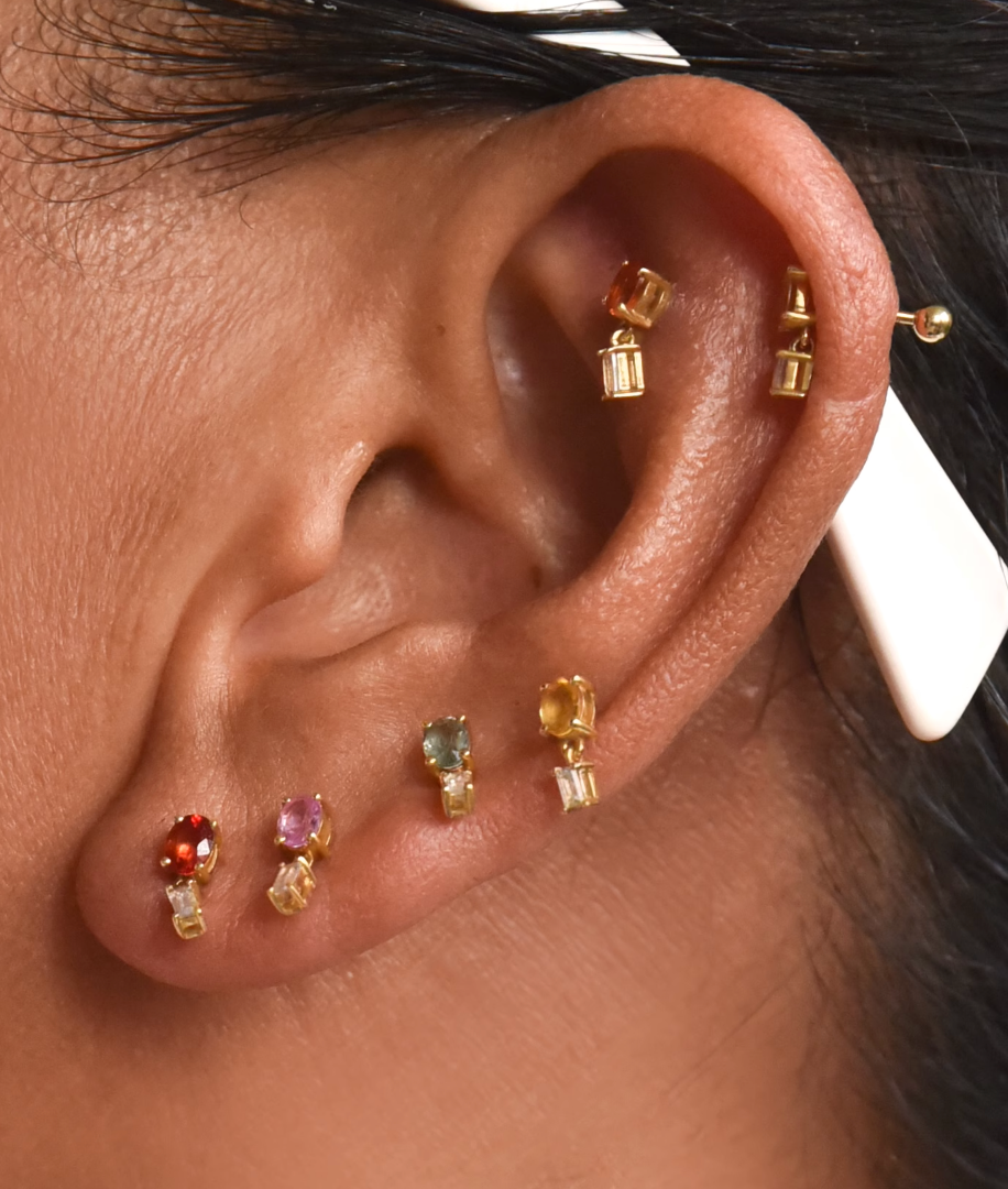 Color of Sapphire Stud, Pink Sapphire Stud 18k Gold, Sapphire Studs, Sapphire Piercing stud