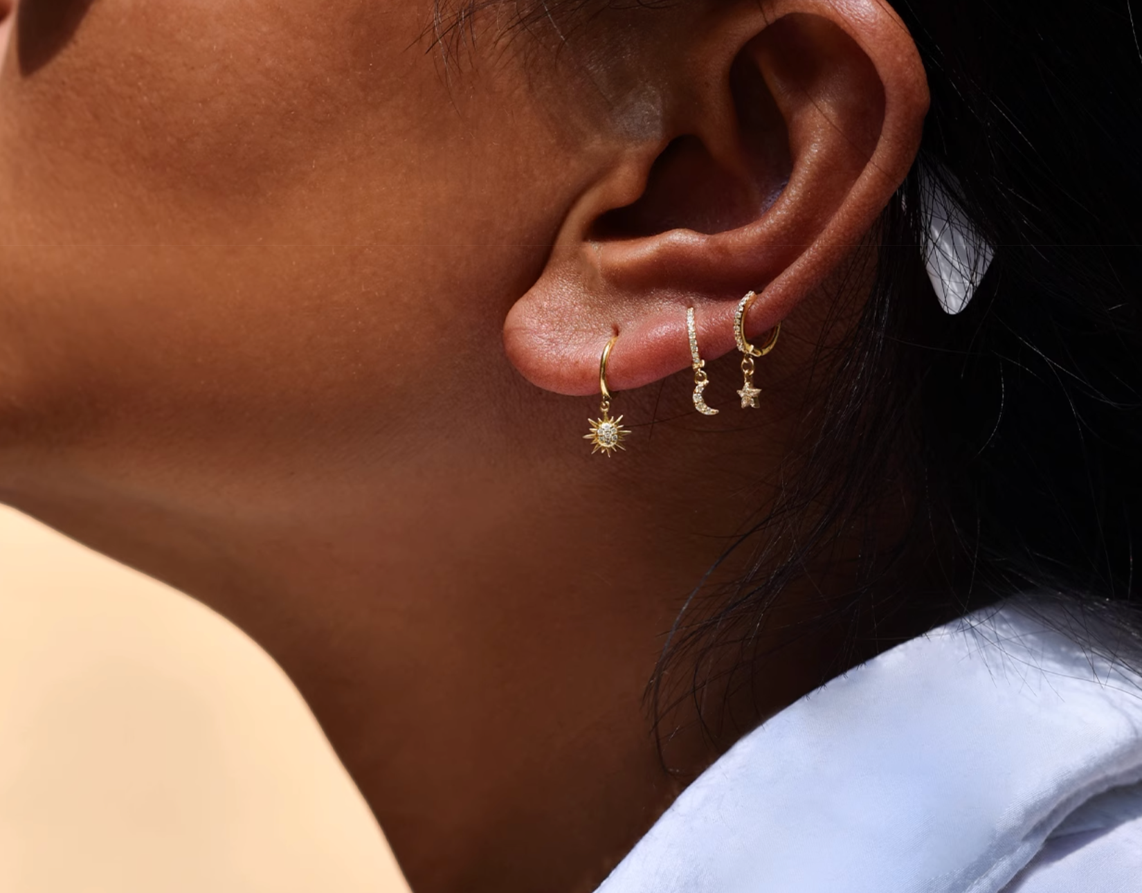 Morning Sun Diamond Earring Solid Gold, 18k Gold Earring