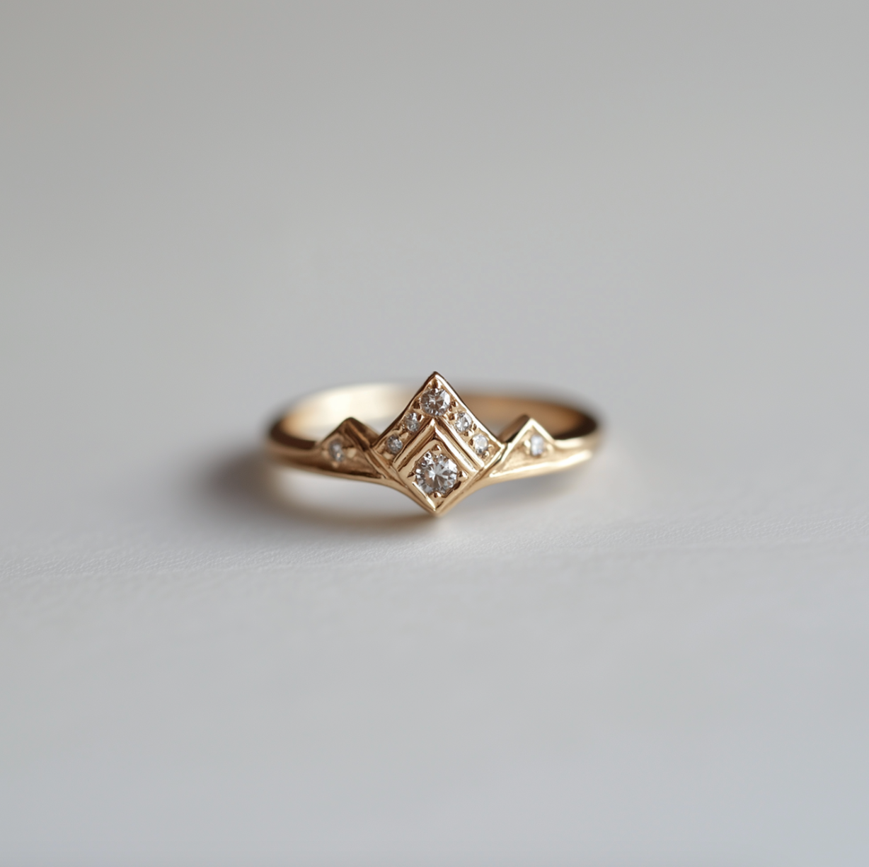 Vega Crown Diamond ring, Diamond Engagement ring, Solid Gold Diamond Ring