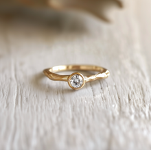 Load image into Gallery viewer, Twig Diamond Engagement Ring in Solid Gold, Brilliant cut Diamond Ring

